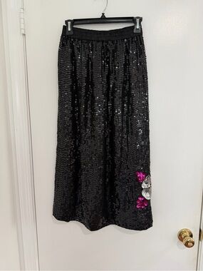 Silk Sequin Embellished Skirt Romantic Large Parisian Luxe Y2K Party Cocktail